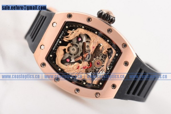 Perfect Replica Richard Mille RM 51-01 Tourbillon Tiger and Dragon Watch Rose Gold RM 51-01